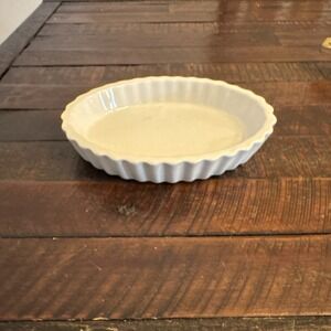 Hall China #853 Mini Oval Souffle Baking Dish Fluted Off White Flan Creme Brulee